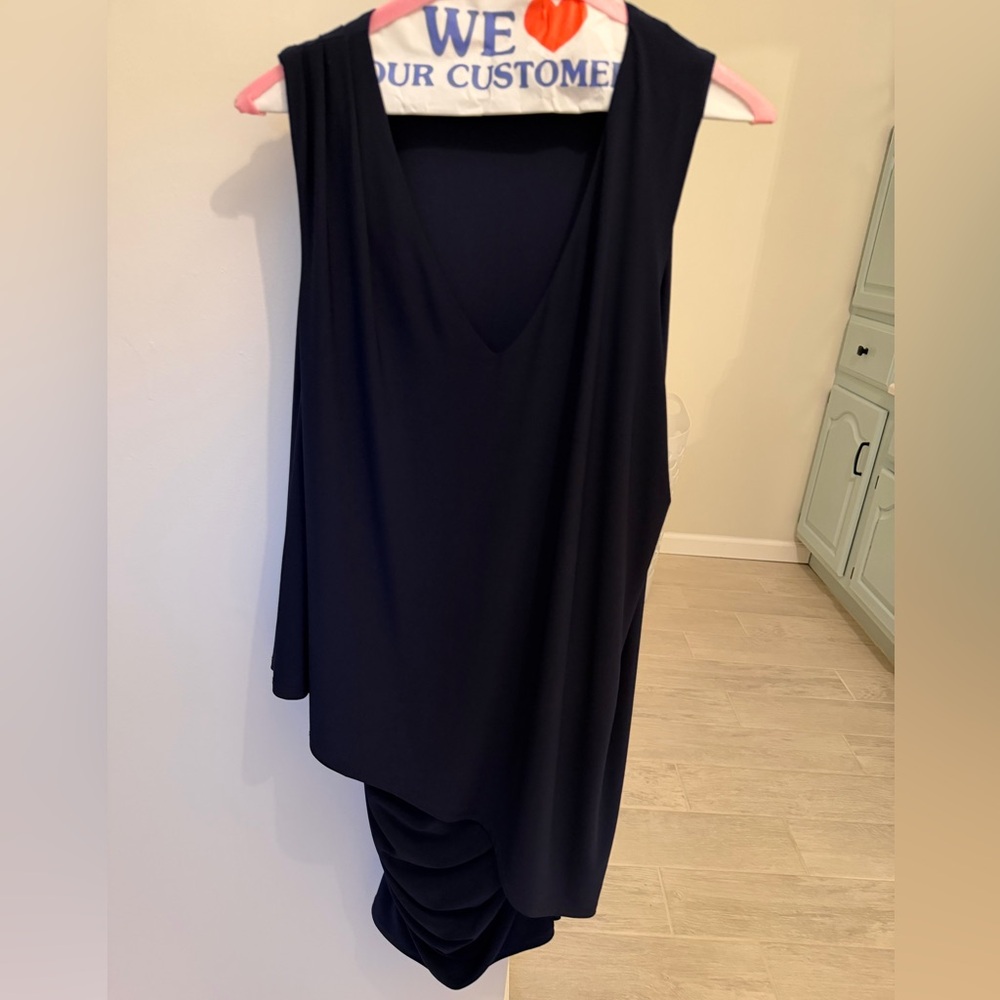 Talk of the Walk Navy Asymmetrical Dress. Large